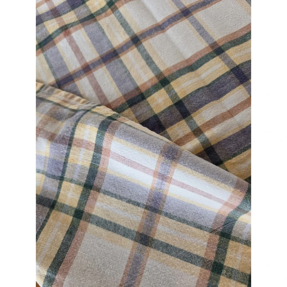 Yellow Checked Tablecloth 46x60 Fall Table Thick Cotton